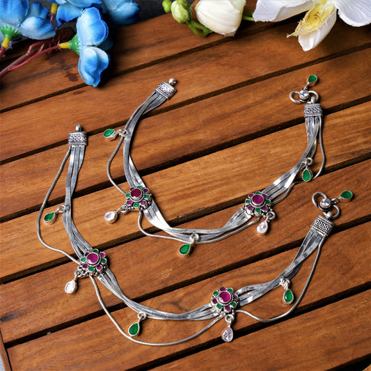 Floral Cut-stone Anklets