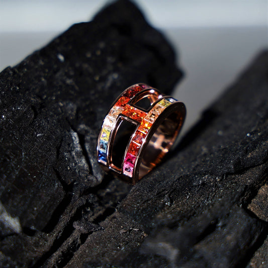 Exotic Multi-coloured stone ring