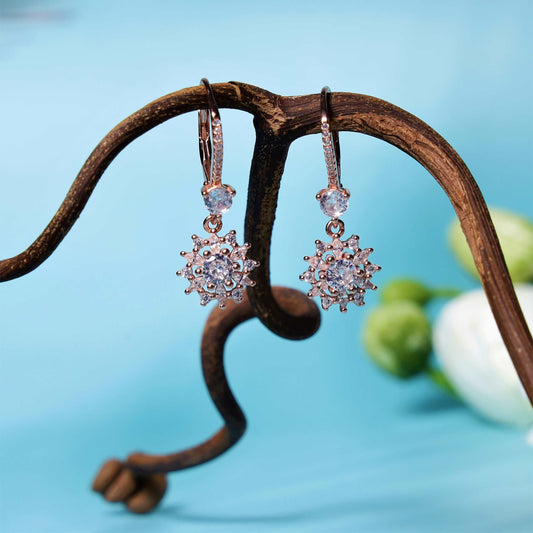 Enchanting Floral Earrings with Zirconia